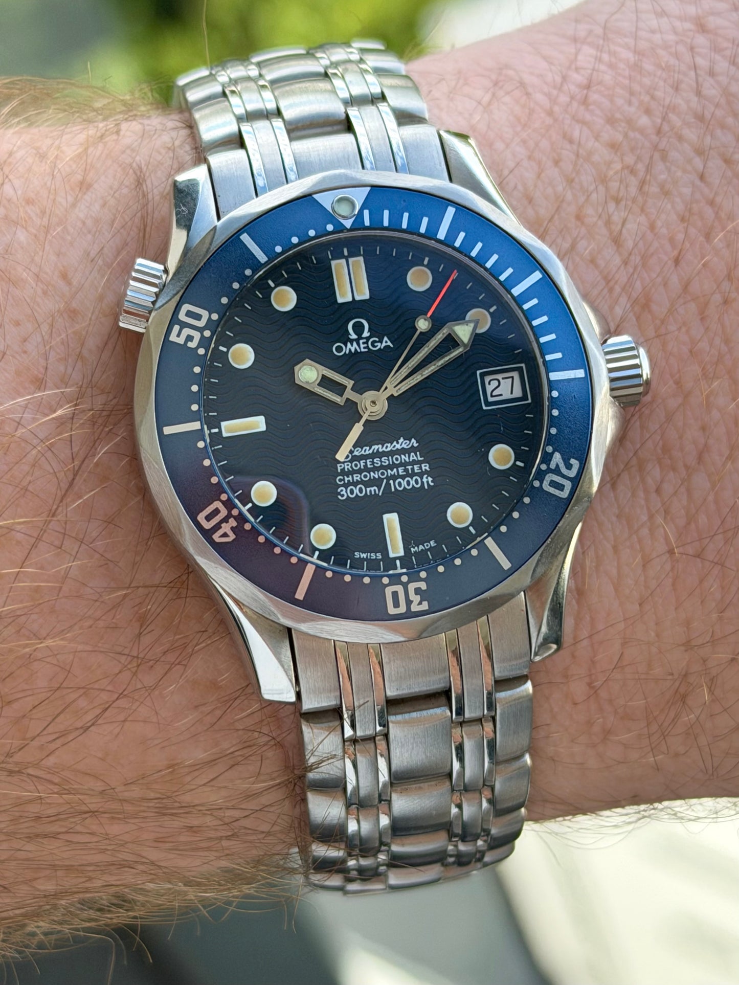 Omega Seamaster 300 Wave Dial 36mm Auto 1994 Full Set