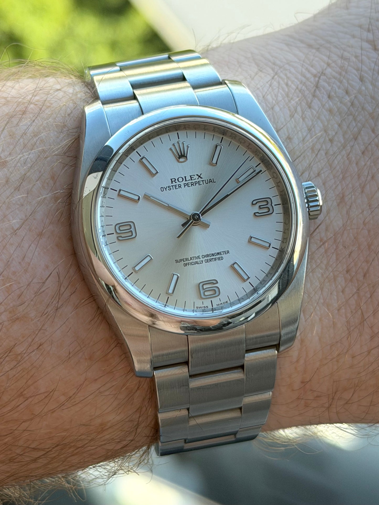 Rolex Oyster Perpetual 36mm 3,6,9 Silver Dial