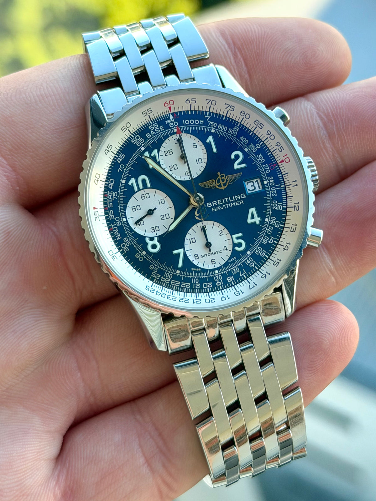 Breitling Navitimer Blue Dial 2001 Full Set + Blue Leather with Clasp