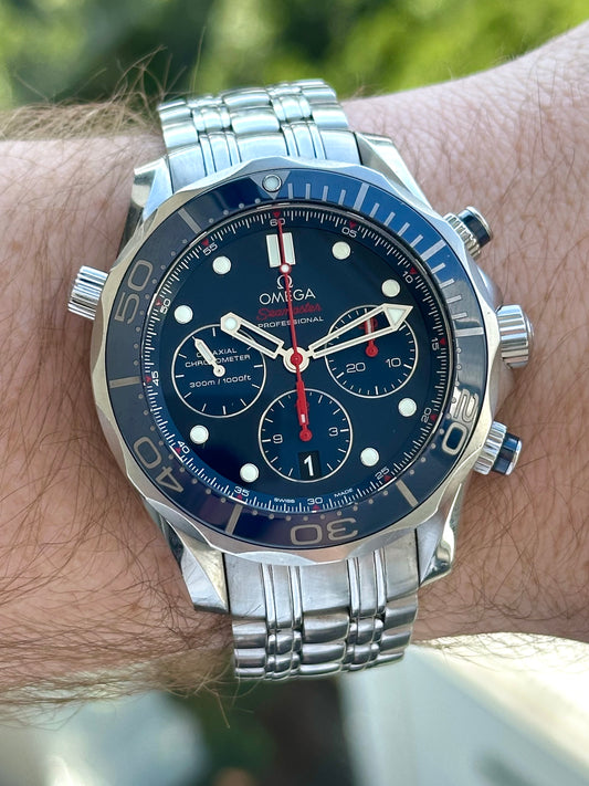 Omega Seamaster 300 Chrono Ceramic Blue Bezel Full Set