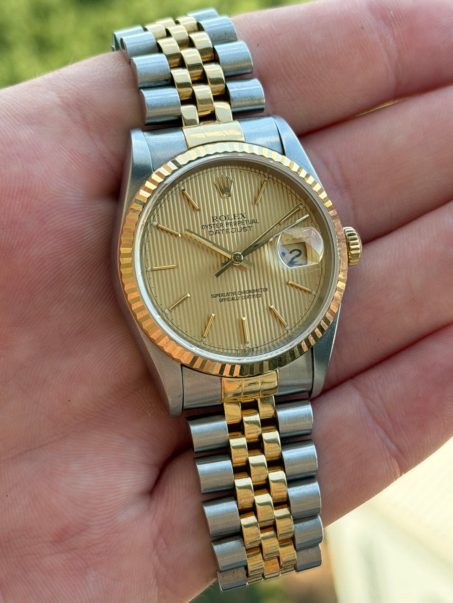 Rolex Datejust Quickset Tapestry Dial 16233 1996