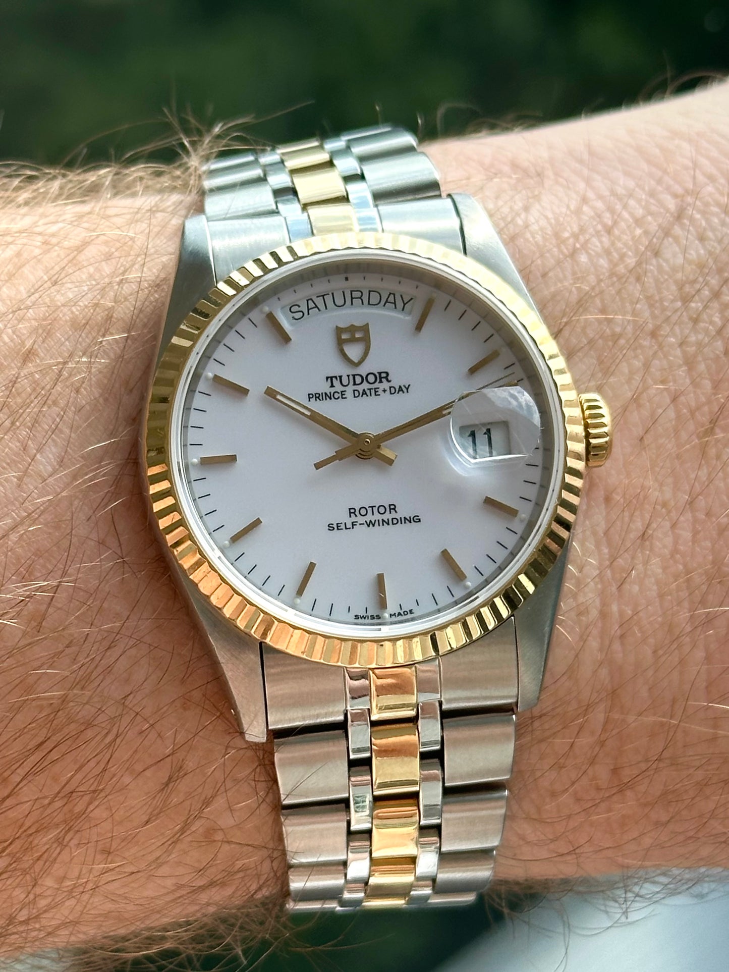 Tudor Date Day White Dial