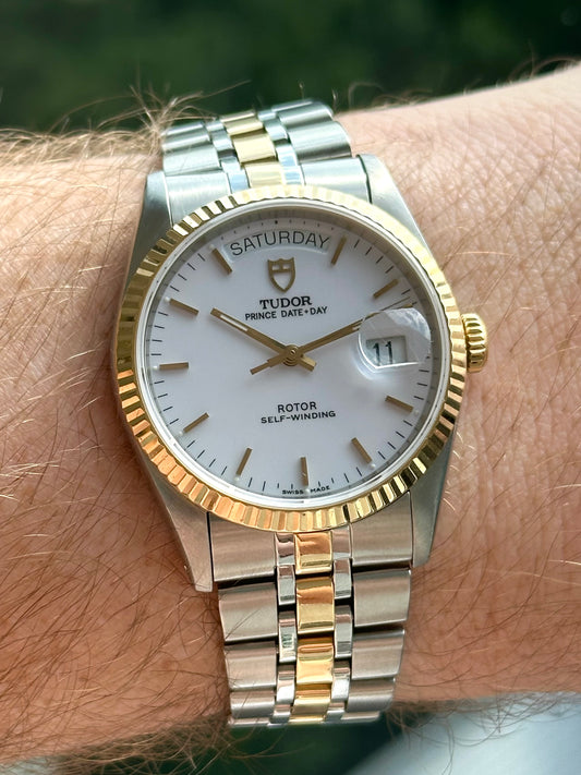 Tudor Date Day White Dial