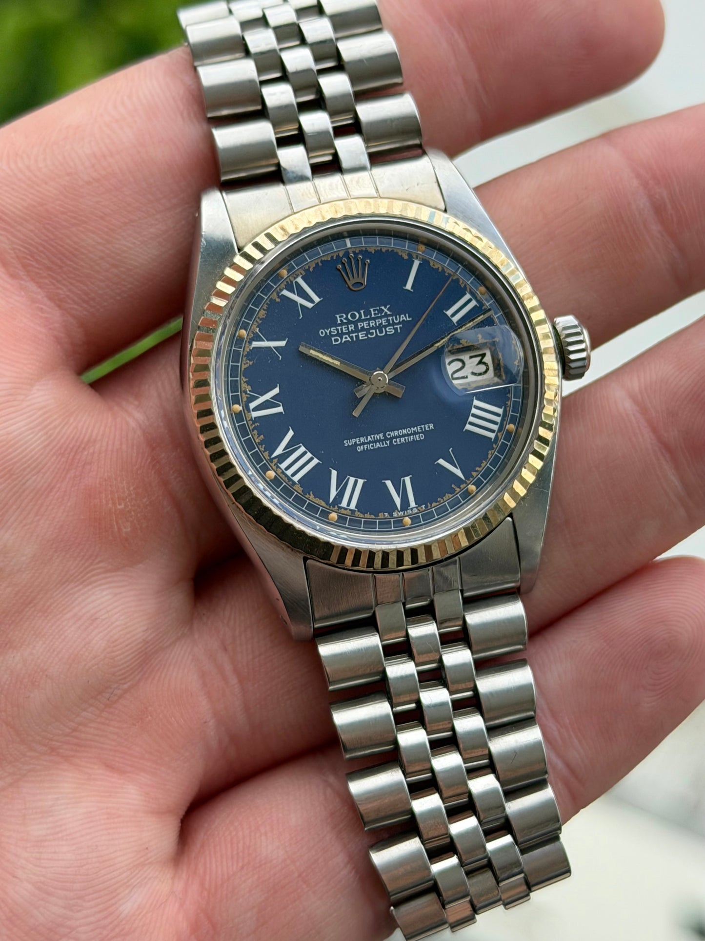 Rolex Datejust Blue Buckley Dial 1601 1976