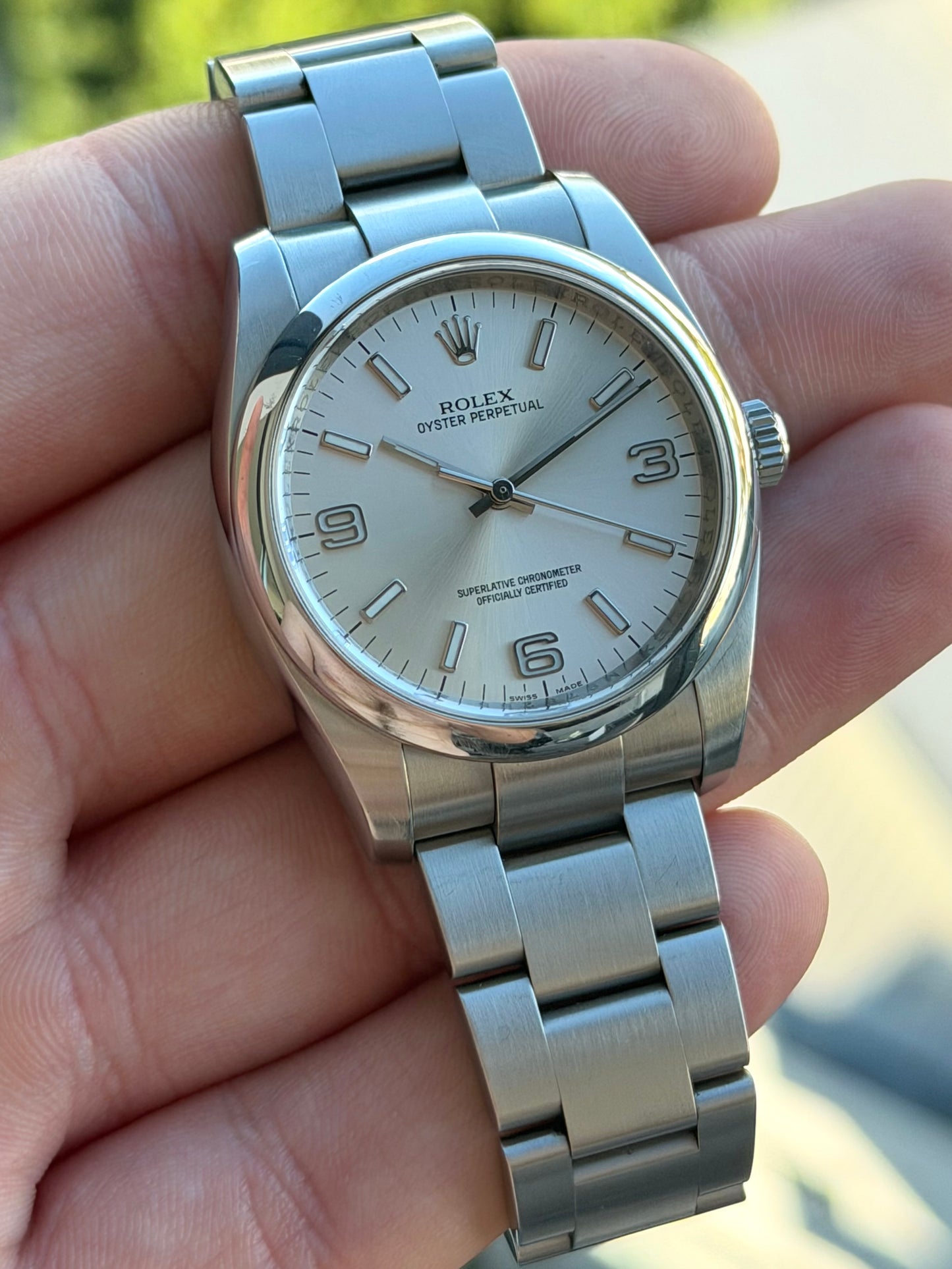 Rolex Oyster Perpetual 36mm 3,6,9 Silver Dial