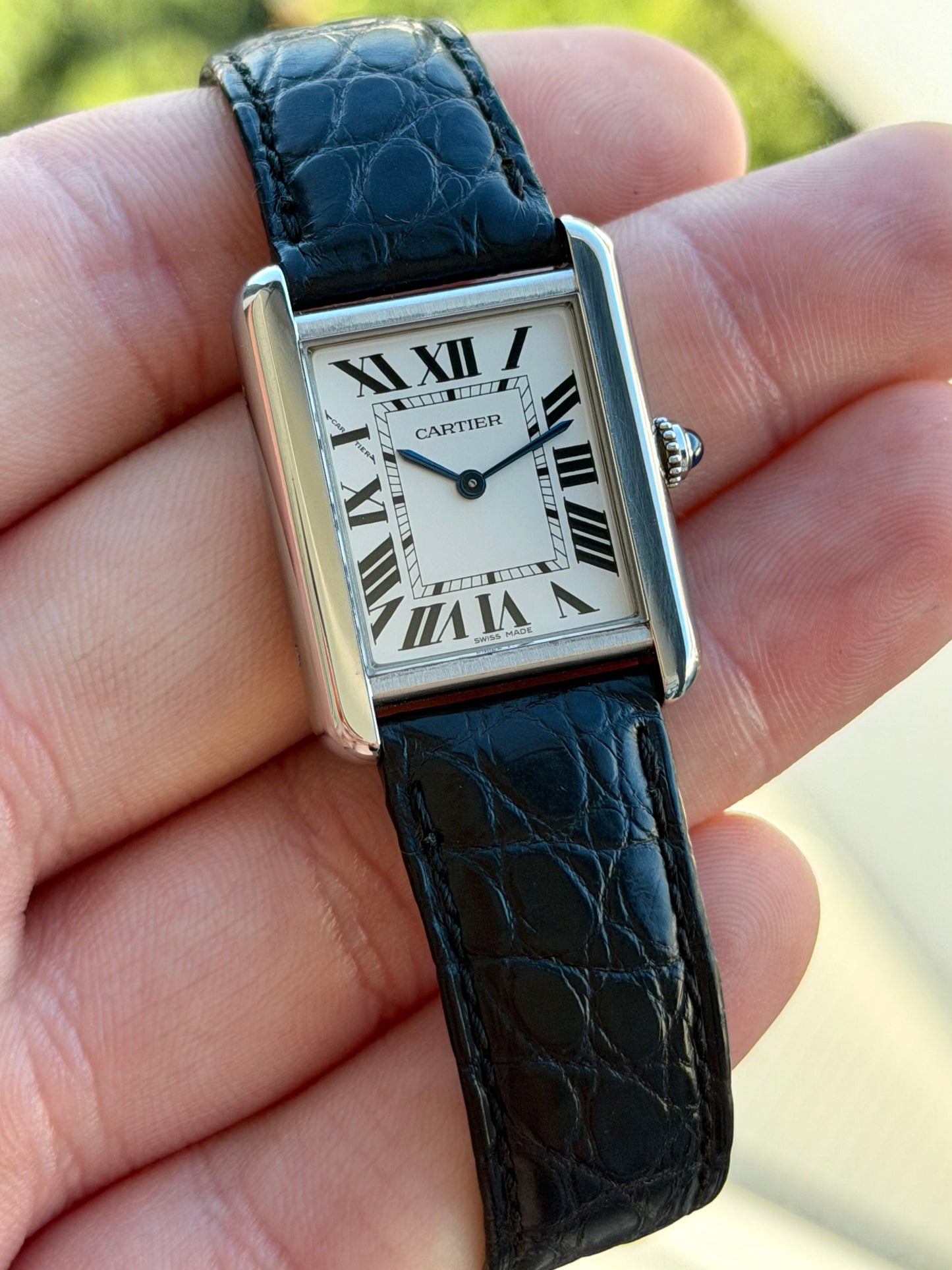 Cartier Tank Solo on Leather with Papers