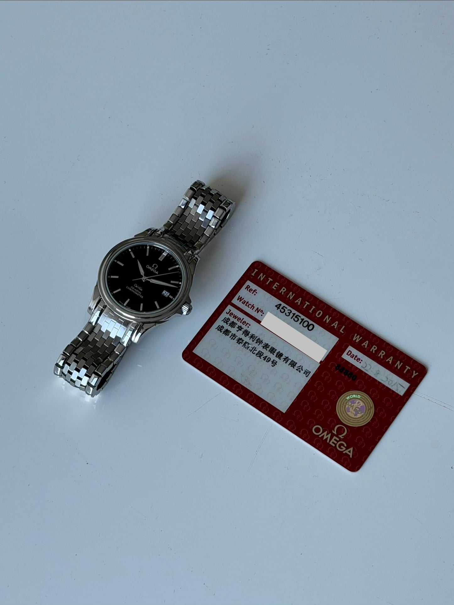 Omega De Ville Chronometer Black Dial Co Axial with Papers on Armadillo Bracelet