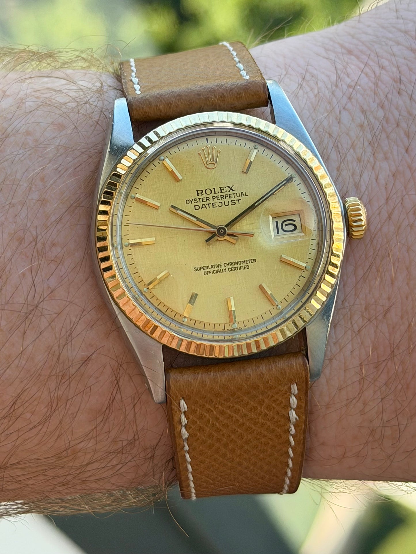 Rolex Datejust Two Tone 1601 Gold Linen Dial 1978