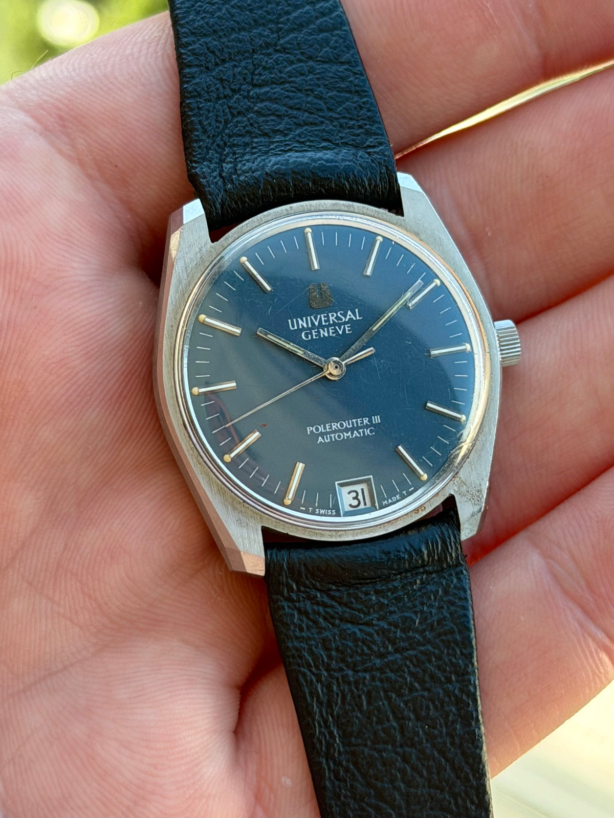 Universal Geneve Polerouter III Blue Dial Micro Rotor