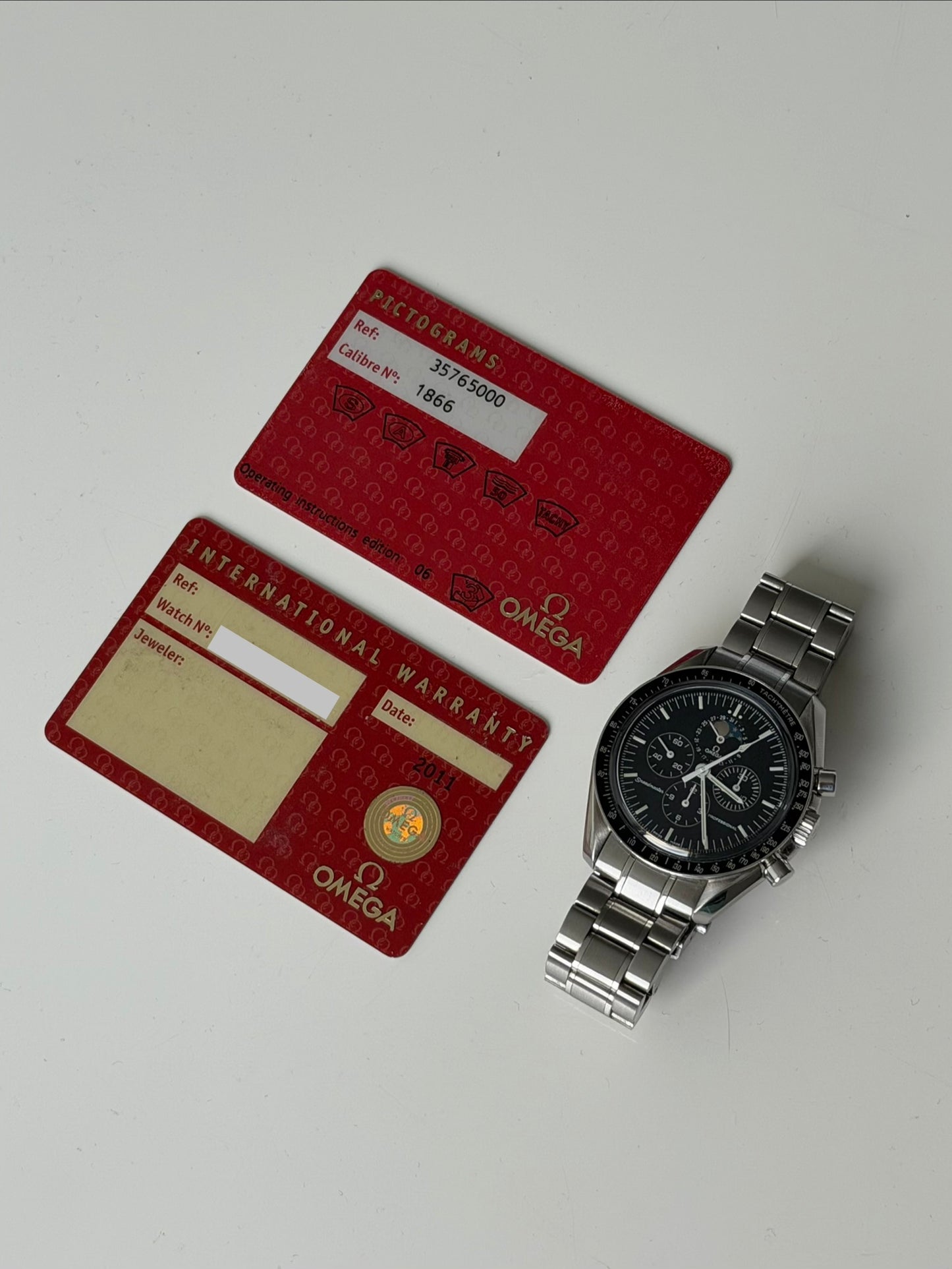 Omega Speedmaster Sapphire Sandwich Moonphase with Papers
