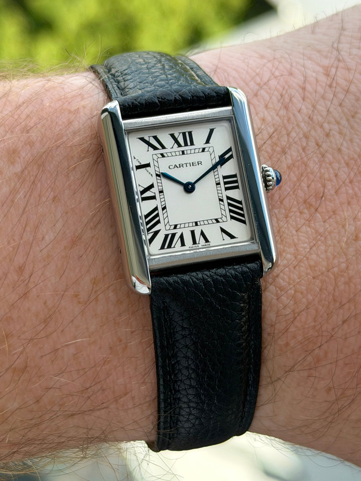 Cartier Tank Solo on Leather with Papers