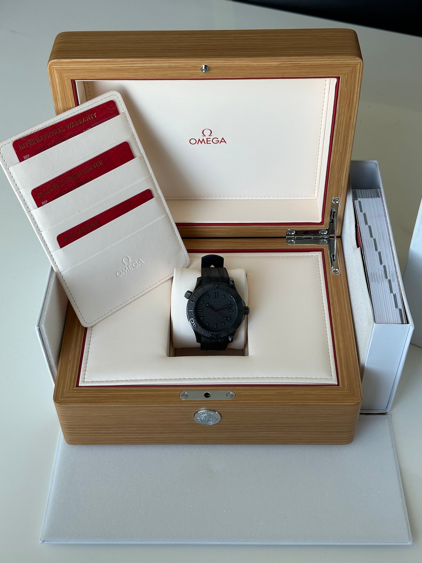 Omega Seamaster 300 Full Black Ceramic 2023 Box and Papers