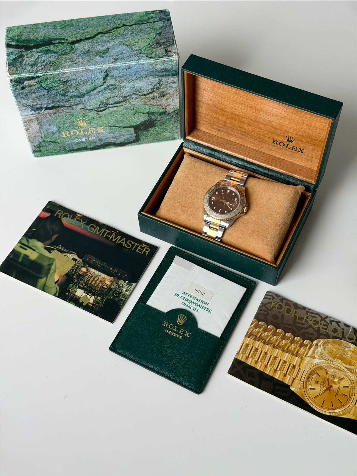 Rolex GMT Master ⅠⅠ Root Beer 16713 Full Set 1998