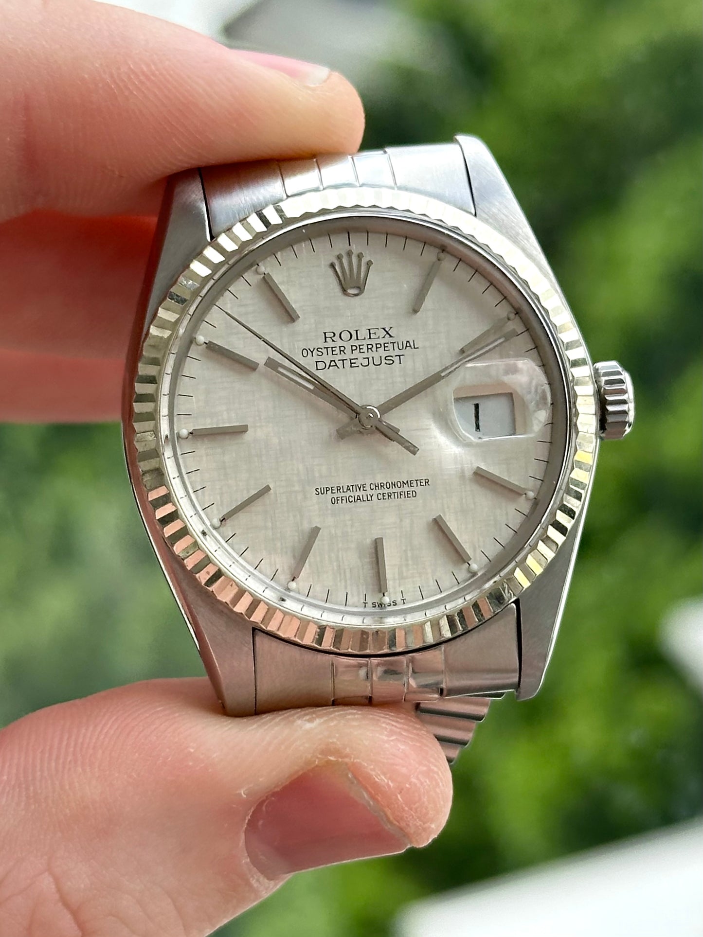 Rolex Datejust Grey Linen Dial 16014 1979 with Box