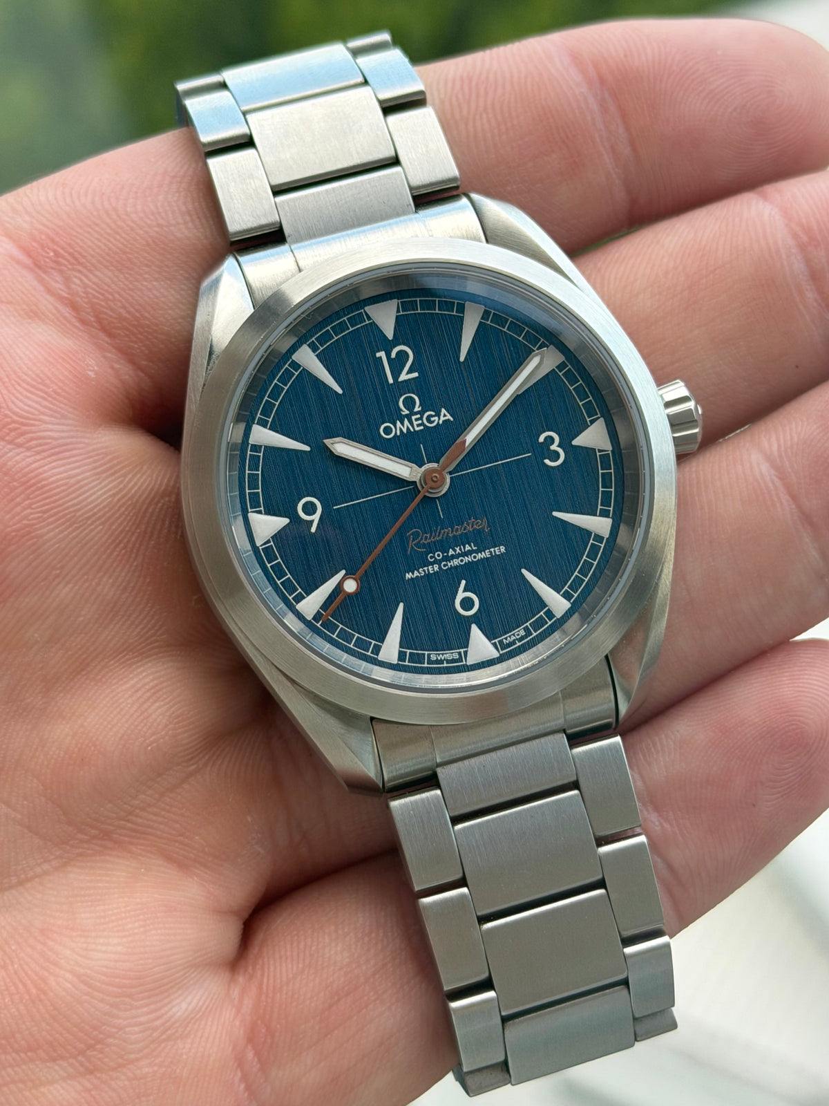 Omega Railmaster Blue Denim Dial 2023 with Papers