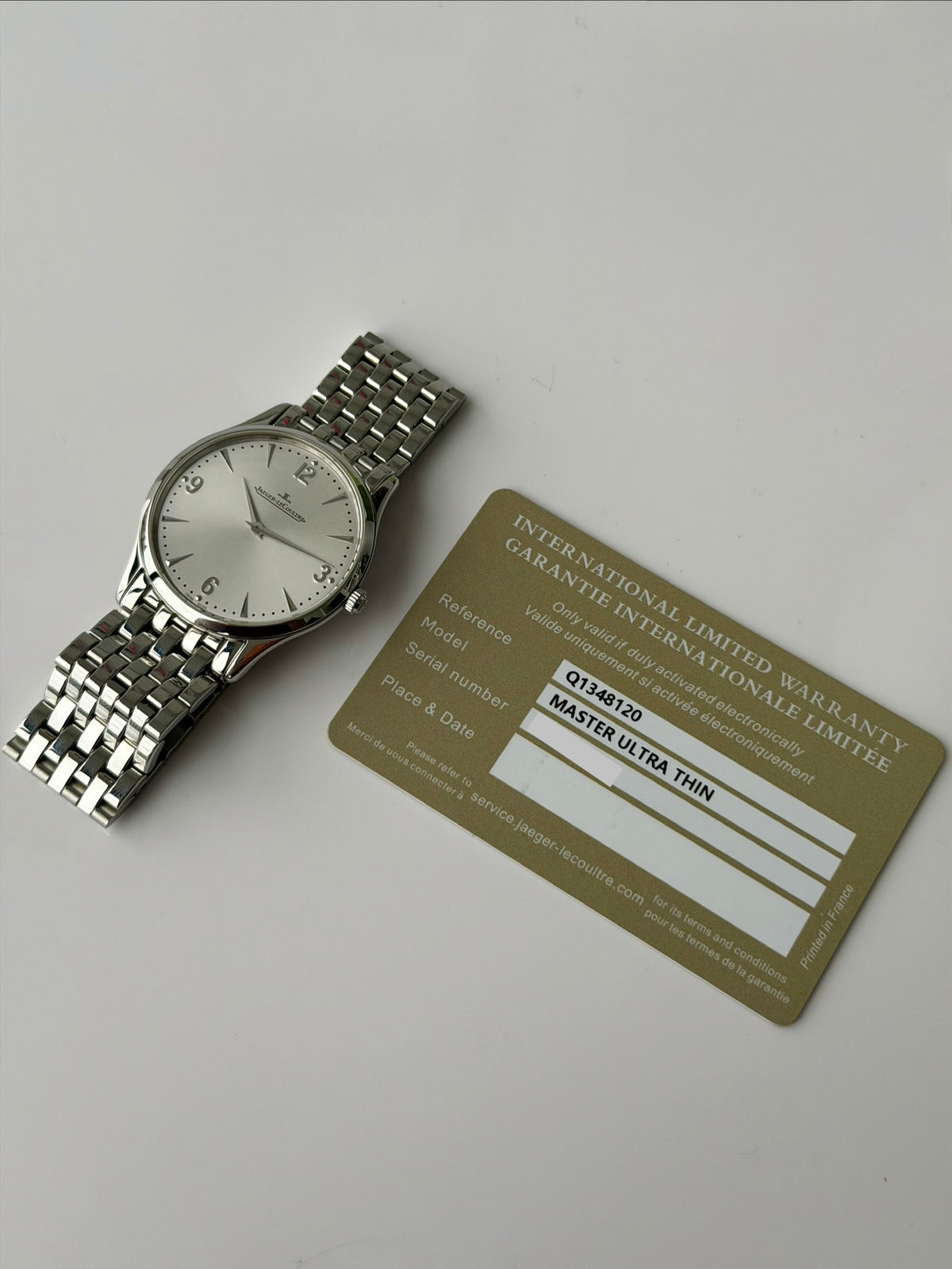 Jaeger-LeCoultre Master Ultra Thin Q1348120 on Bracelet with Papers