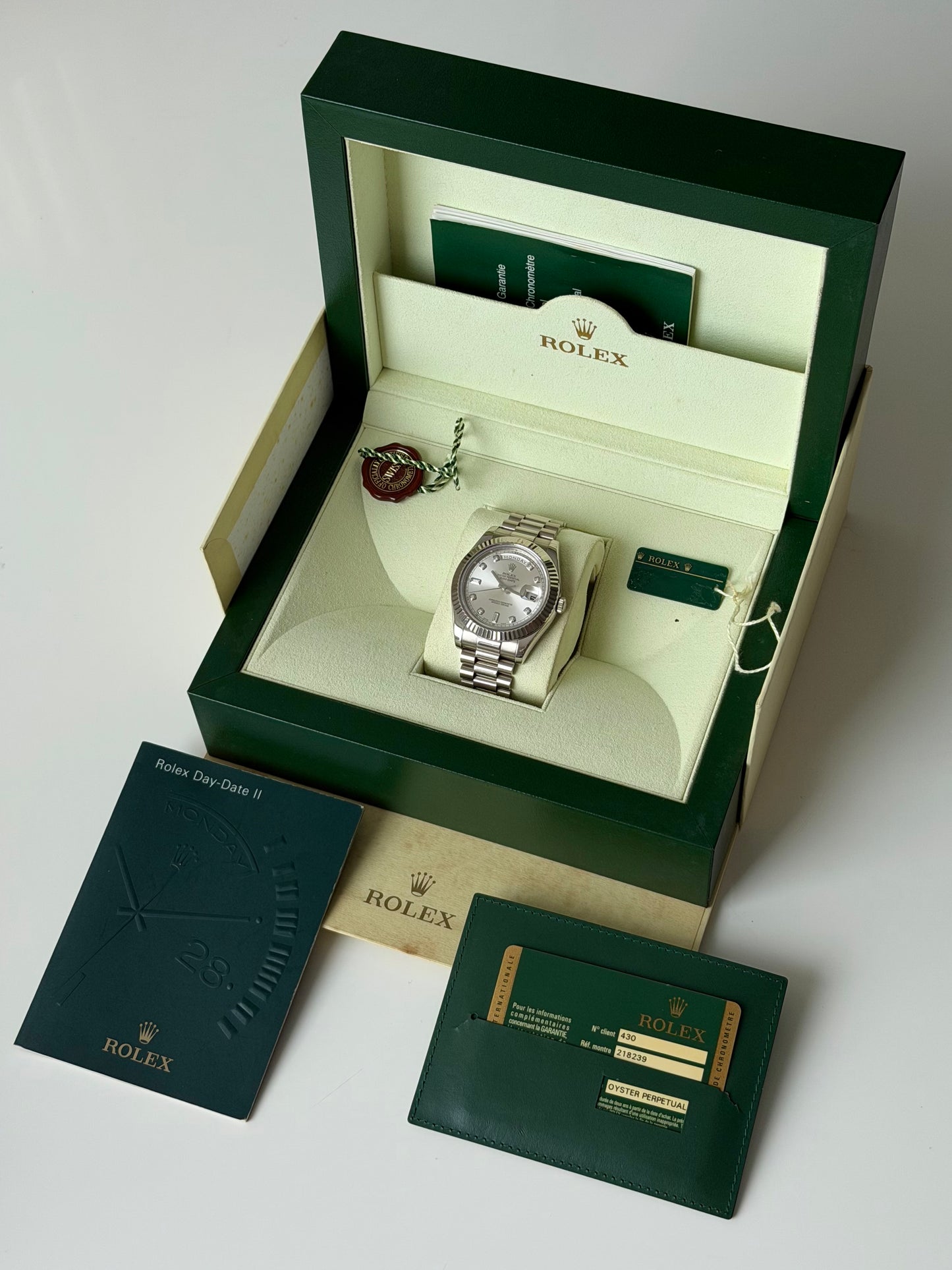 Rolex Day-Date II Factory Diamond Dial 2012 Full Set