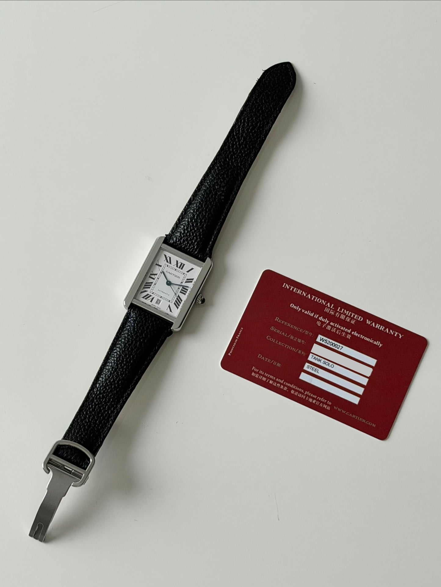 Cartier Tank Solo XL on Leather with Papers W5200027
