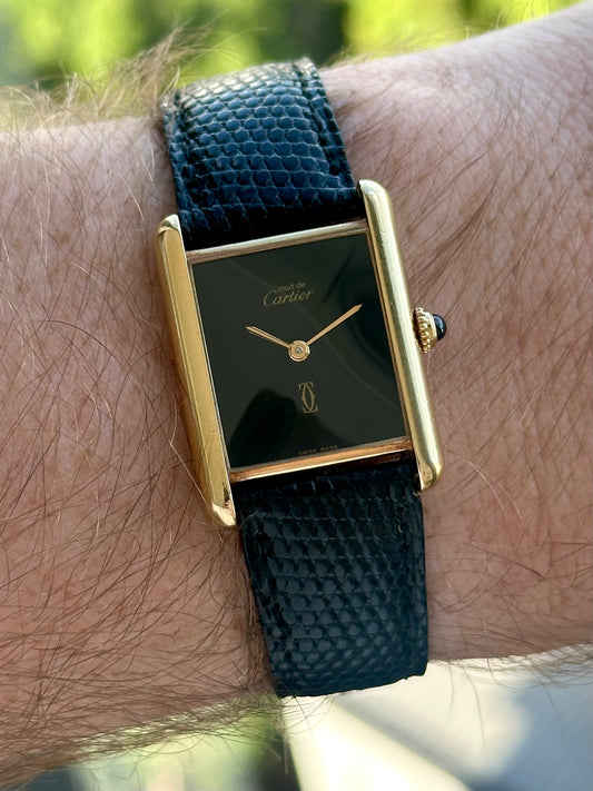 Cartier Tank Gents Black Dial Full Set 1986