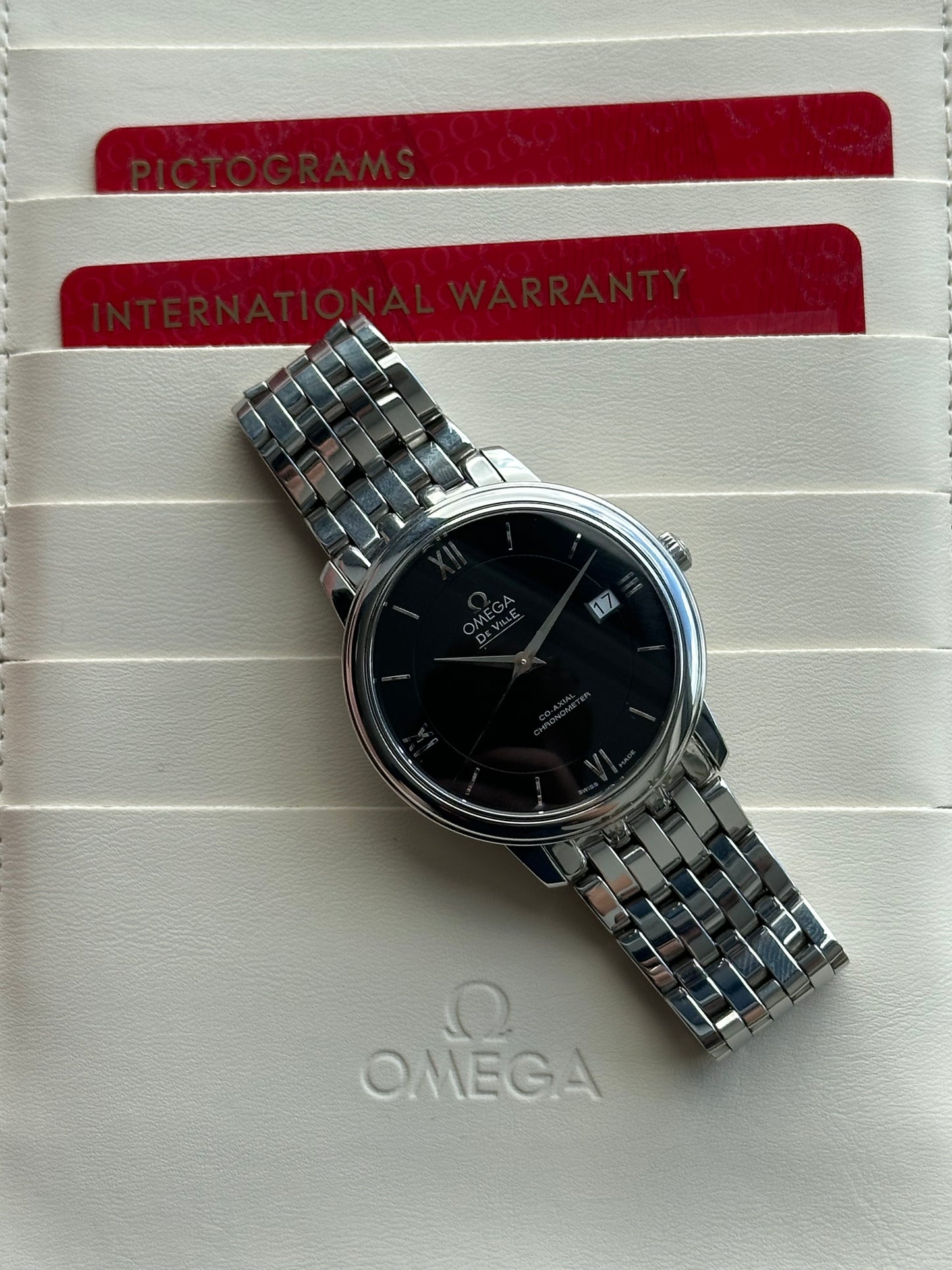 Omega De Ville Prestige Black Dial with Papers 424.10.37.20.01.001